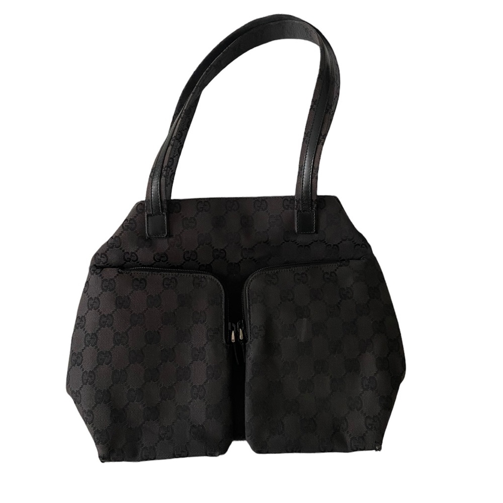 Gucci Monogram Double Pocket Tote black